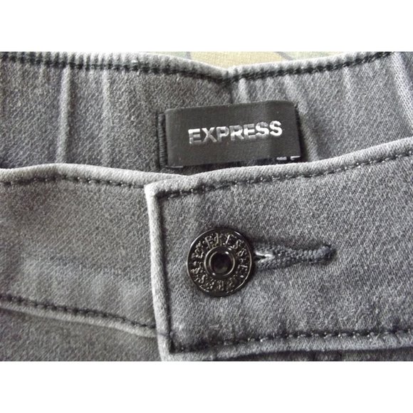 Express Jogger Size 6 Super High Rise Knit Denim Pants Black/Gray Elastic Waist - Picture 6 of 12